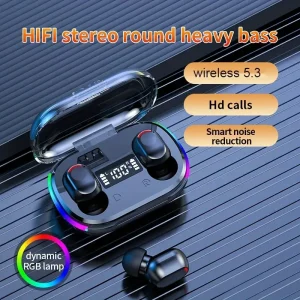 Wireless Earbuds V5.3 Headphones, with Charging Case 200 Hrs Playtime IPX7 High Quality in Ear Light-Weight Earphones for Phones and Laptops, Laptop Audio, Travel Earbuds, Sleek Earphones, Compact Case, Durable Plastic, Media Control, Noisecanceling