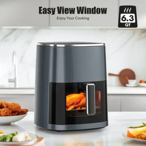 Kitcook Large 7Qt Air Fryer, 1500W, Adjustable Temperature 100-400°F, 8 Preset Modes, Digital Touch Screen, Nonstick Stainless Steel Basket, Includes Recipes & Skewers – Perfect for Healthy Cooking, Fries, and Snacks