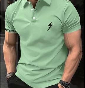 [Casual T-Shirt] 4pcs Men's Geometric-pattern Casual Crew Neck T-Shirt Set | Slight Stretch for Adult