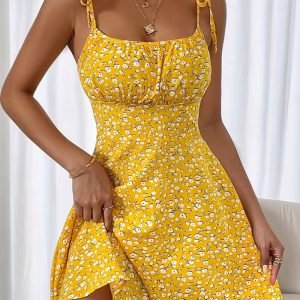 [Elegant Dress for Women] Golden Button Elegant Dress for Women with Contrasting Colors, Cinched Waist, Pleated Design and Long Sleeves, Perfect for Parties, Weddings, Music Festivals and Dates
