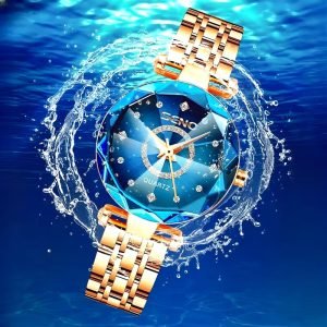 Women'S Elegant Small Plum Blossom Inlaid Watch - Luxurious Niche Jewelry Watch with Japanese Quartz Movement, Digital Display, High Quality 1181.1inch, Rose Golden-Tone & -Accented Band, Lightweight Dainty Wristwatch for Everyday & Special Occasions