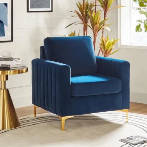 American Retro Single Sofa Chair | Floral Patterned Fabric, Curved High Backrest+Armrest Design, Solid Wood Frame with Supporting Feet, Suitable for Living Rooms, Bedrooms, Apartments, Study Rooms, Non-Adjustable, Polished Birch Wood