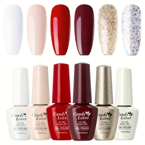 MEET ACROSS 0.24oz Gel Nail Polish - Semi-Permanent Matte Top Coat & /LED Lamp Curable, Glitter & Non-Glitter Colors Green, Golden, Black, White, Brown, Clear |, Sensitive Light Beige Safe, Long-Lasting Gel Polish for Salon-Quality Manicure at Home | Sp